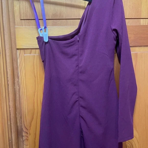 Elegant One-Shoulder Burgundy/Plum Dress - Picture 6 of 6